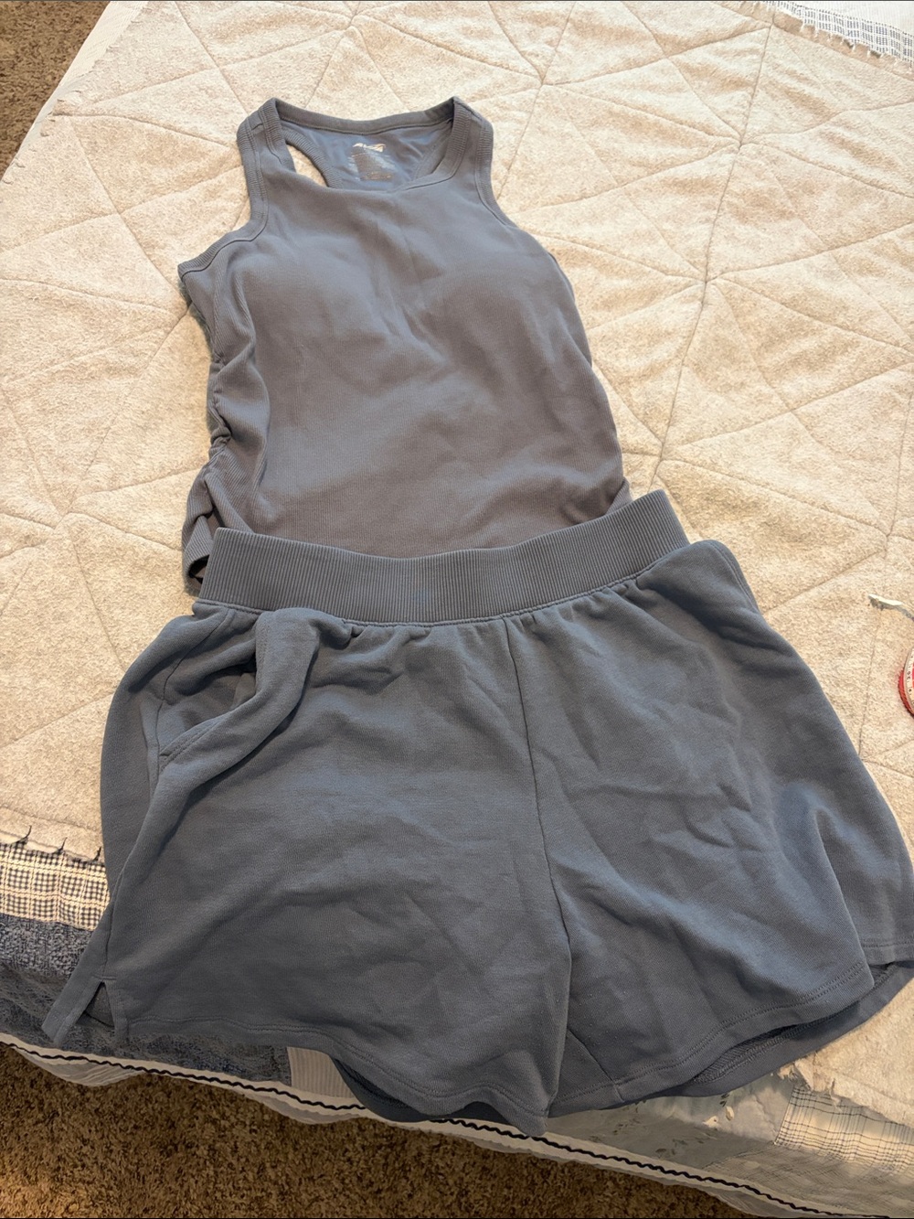 Athletic Works Ribbed Tank & Lounge Shorts Set - Slate